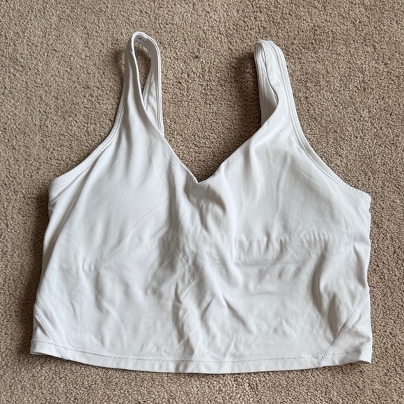 Tops - White V-Neck Sports Bra/Crop Tank